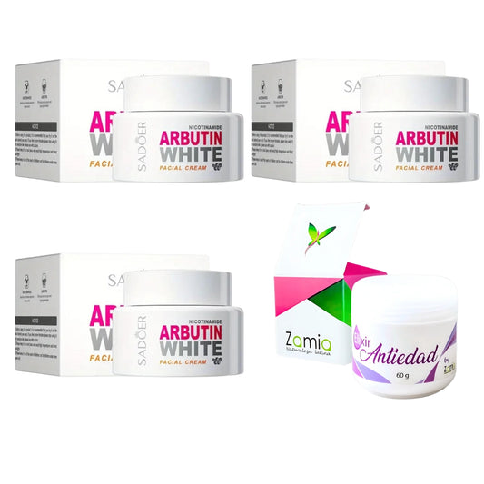 ✨ PACK “PIEL DE PORCELANA” – 3 x Arbutin White® + 1 Elixir Antiedad ¡GRATIS! ✨